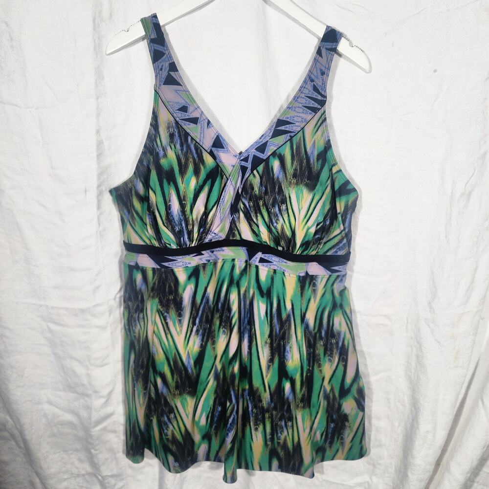 SEPTANGLE sz 22W One Piece Swim Dress Plus Size Swimsuit Tummy Control Swimwear